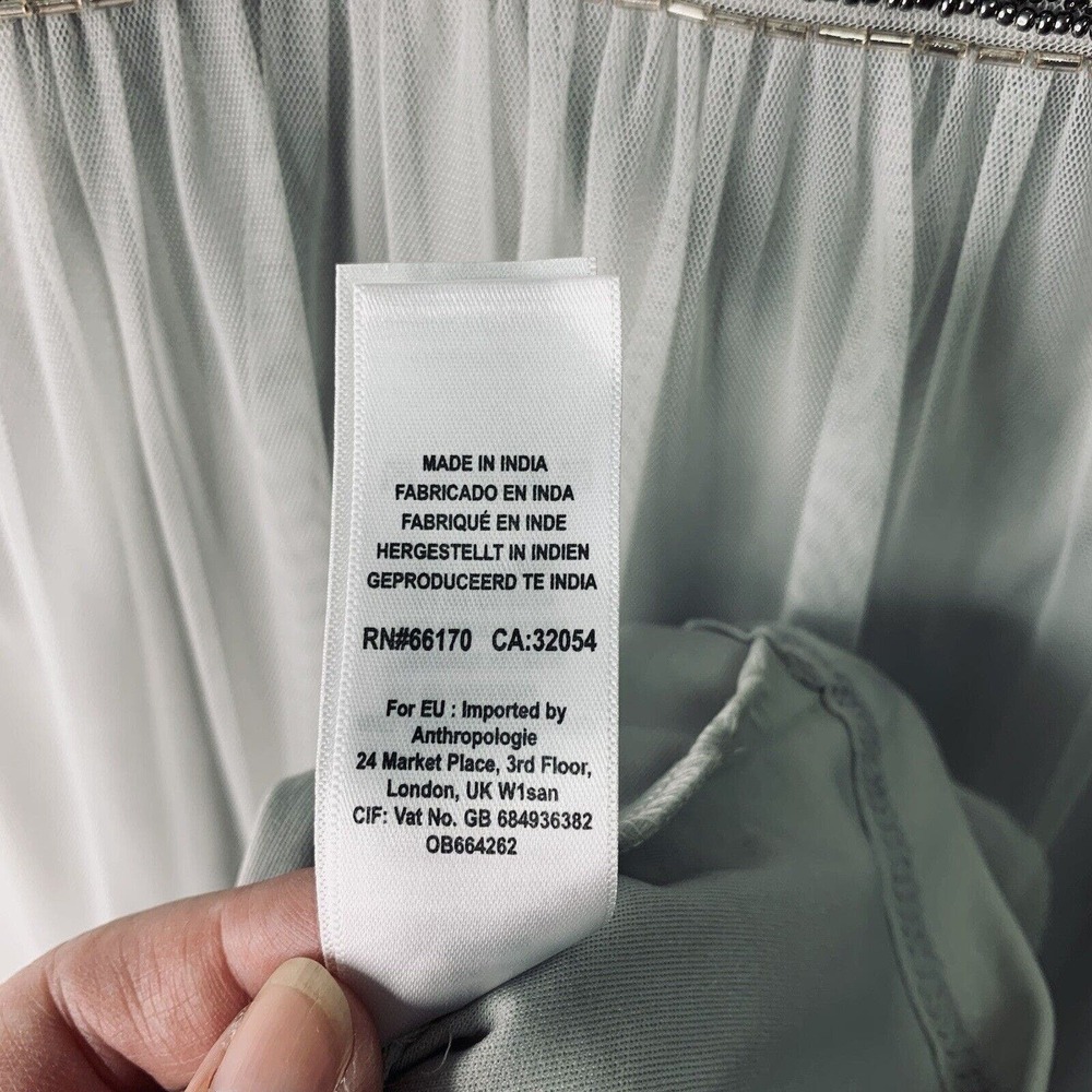 Anthropologie x BHLDN Vilette Dress Womens Size 4 Fog Gray $245 - Picture 14 of 16